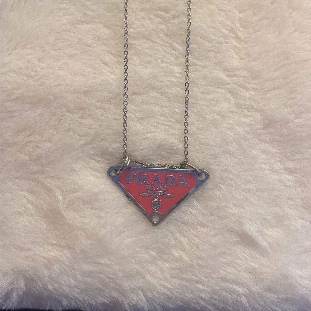 Prada Logo Triangle Necklace
